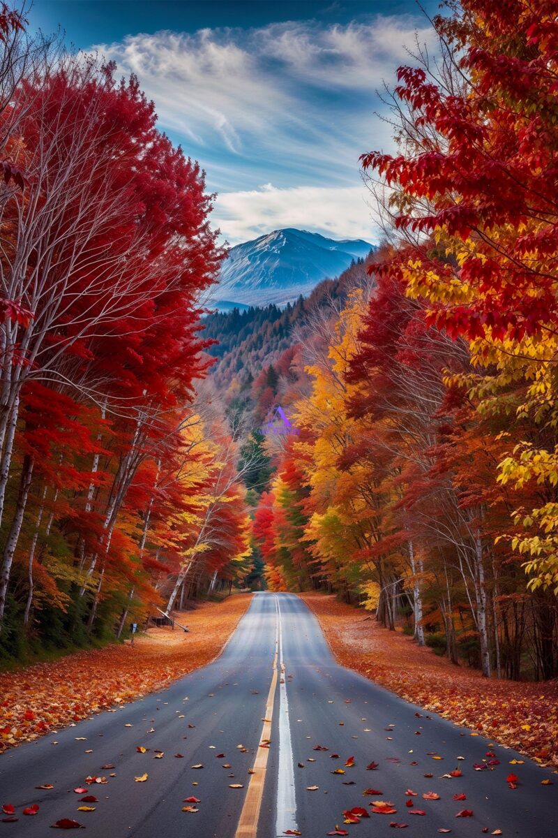 Poster Autumn’s Embrace” – A Scenic Mountain Road Print 32