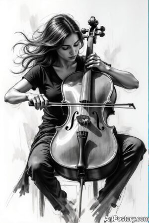 Music Poster - Captivating Cello Art Emotion
