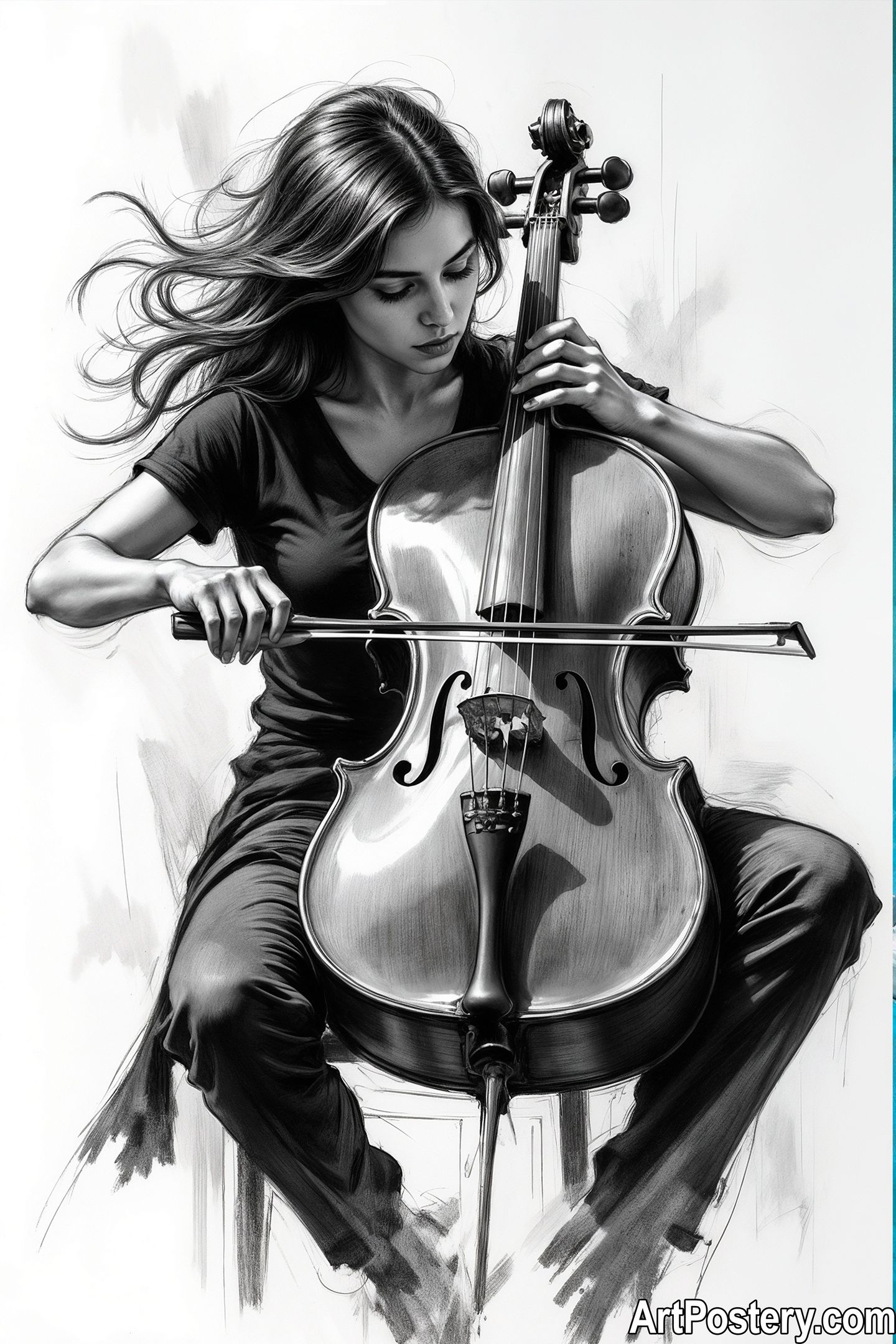 Music Posters: Captivating Cello Art Emotion