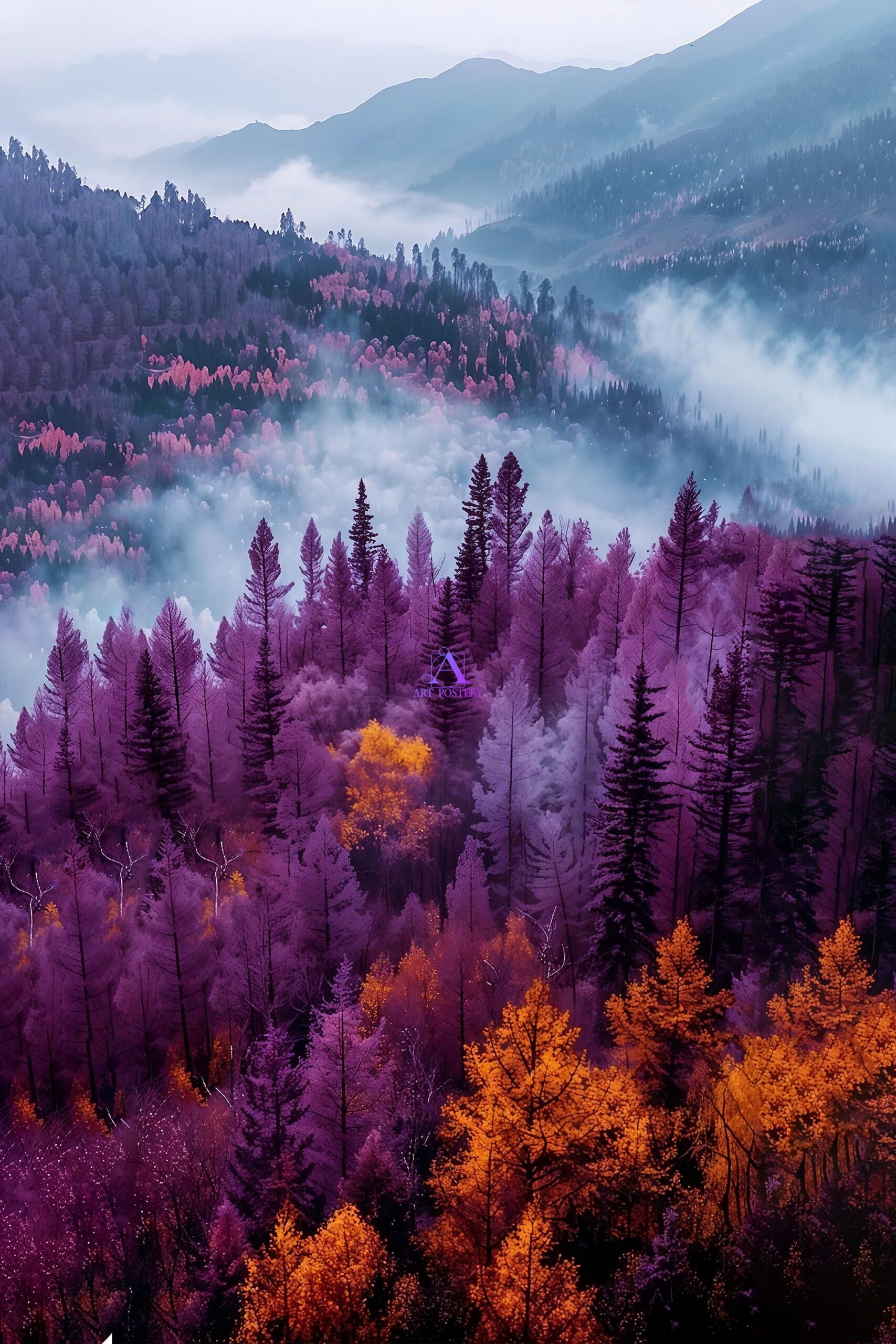 Art Poster - ?Violet Majesty? ? A Magical Forest Landscape Print 31