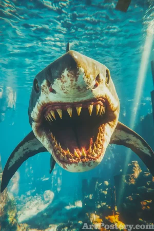 Underwater Shark Open Jaws Poster 16