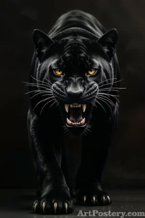 Snarling Black Big Cat Poster 17