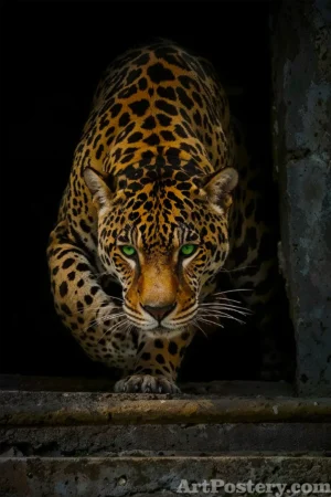 Crouching Leopard Green Eyes Poster 18