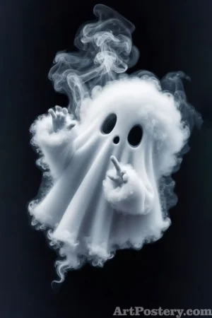 Smoky Ghost Funny Halloween Posters 2 – a playful ghost formed from white smoke