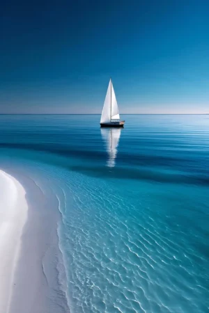 Sailboat on Calm Blue Sea Photographic Poster 78