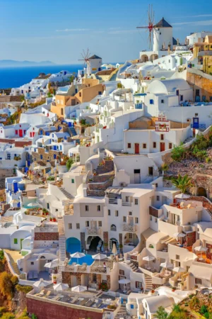 Santorini Windmills and Whitewashed Village Photographic Print 88