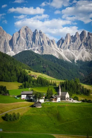 Alpine Church Below Jagged Peaks Photographic Print 92