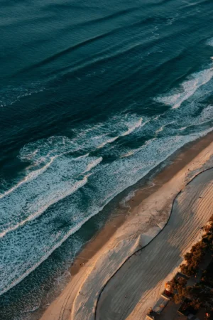 Aerial Dark Blue Waves and Sand Photographic Poster 99