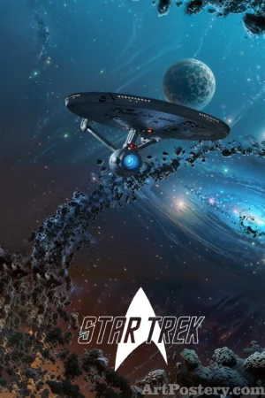 Star Trek Starship Flying Through Asteroid Field Poster star-trek